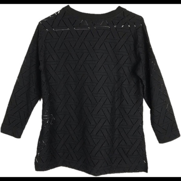 Banana Republic NEW With Tags Black 3/4 Pointelle Geometric Top Small - Picture 3 of 8
